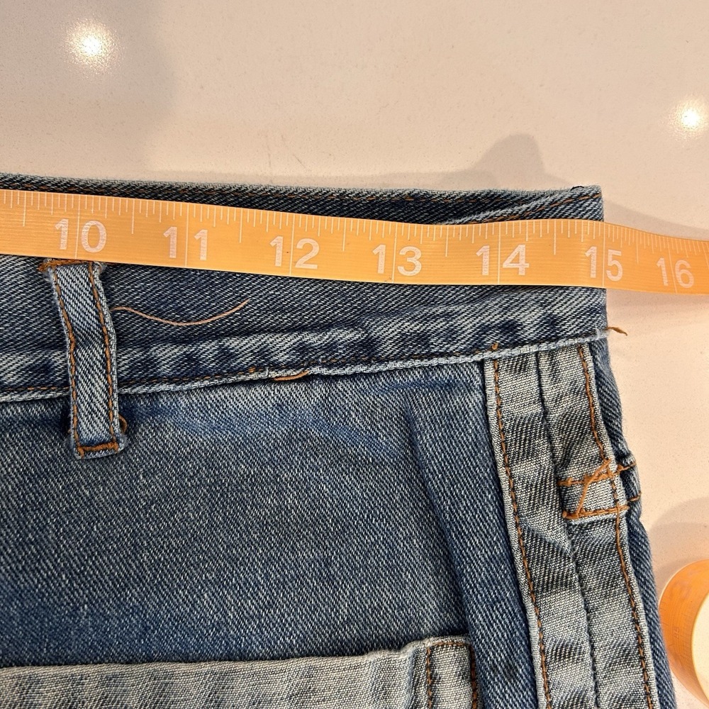 Side Seam Jean Front Patch Pocket Utility Relaxed Medium Wash 30" Edgy Cool Girl - Picture 7 of 13